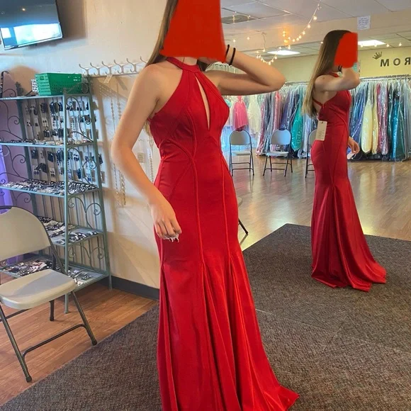 Red Halter Prom Dress - Picture 7 of 7